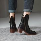 Selene | Women Leather Ankle Boots High Heel Zipper