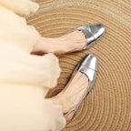 Viviana | Women Leather Slingback Heels Round Toe Block Heel