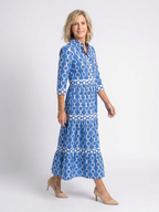 Stylish midi dress women chain pattern three quarter sleeve fit