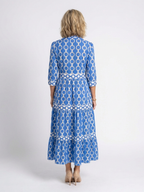 Stylish midi dress women chain pattern three quarter sleeve fit