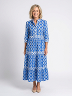 Stylish midi dress women chain pattern three quarter sleeve fit