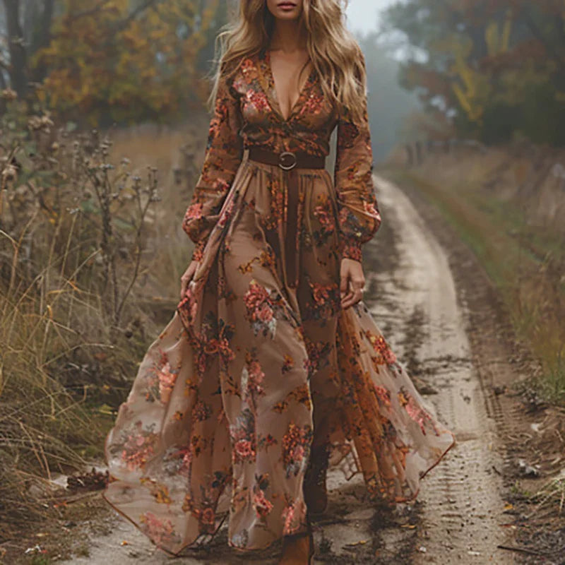 Bohemian Floral Maxi Dress - Summer Boho Elegant Style for Women