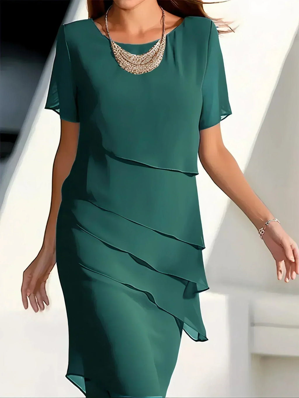 Sloane | Women's Tiered Ruffle Sheath Dress