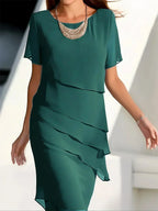Sloane | Women's Tiered Ruffle Sheath Dress