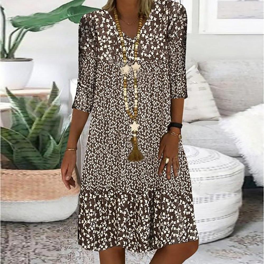 Abstract Print Mini Dress for Women – Modern Boho Elegance