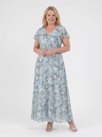 Elegant floral chiffon maxi dress women breathable flowy fit