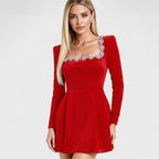 Charlotte | Women's Embellished Square-Neck A-Line Dress