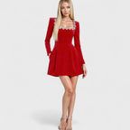 Charlotte | Women's Embellished Square-Neck A-Line Dress
