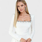 Charlotte | Women's Embellished Square-Neck A-Line Dress