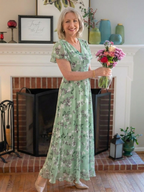 Elegant floral chiffon maxi dress women breathable flowy fit