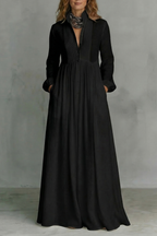 Amelia | Women's Mandarin Collar Button-Front Maxi Dress