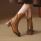 Selene | Women Leather Ankle Boots High Heel Zipper