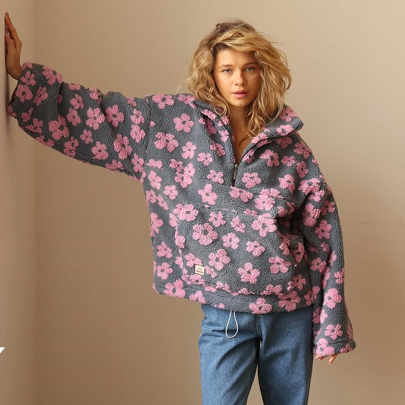 Ivy | Women's Oversized Fleece Sweatshirt with Floral Print