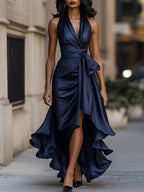 Serina | Women's Halter V-Neck Wrap Dress