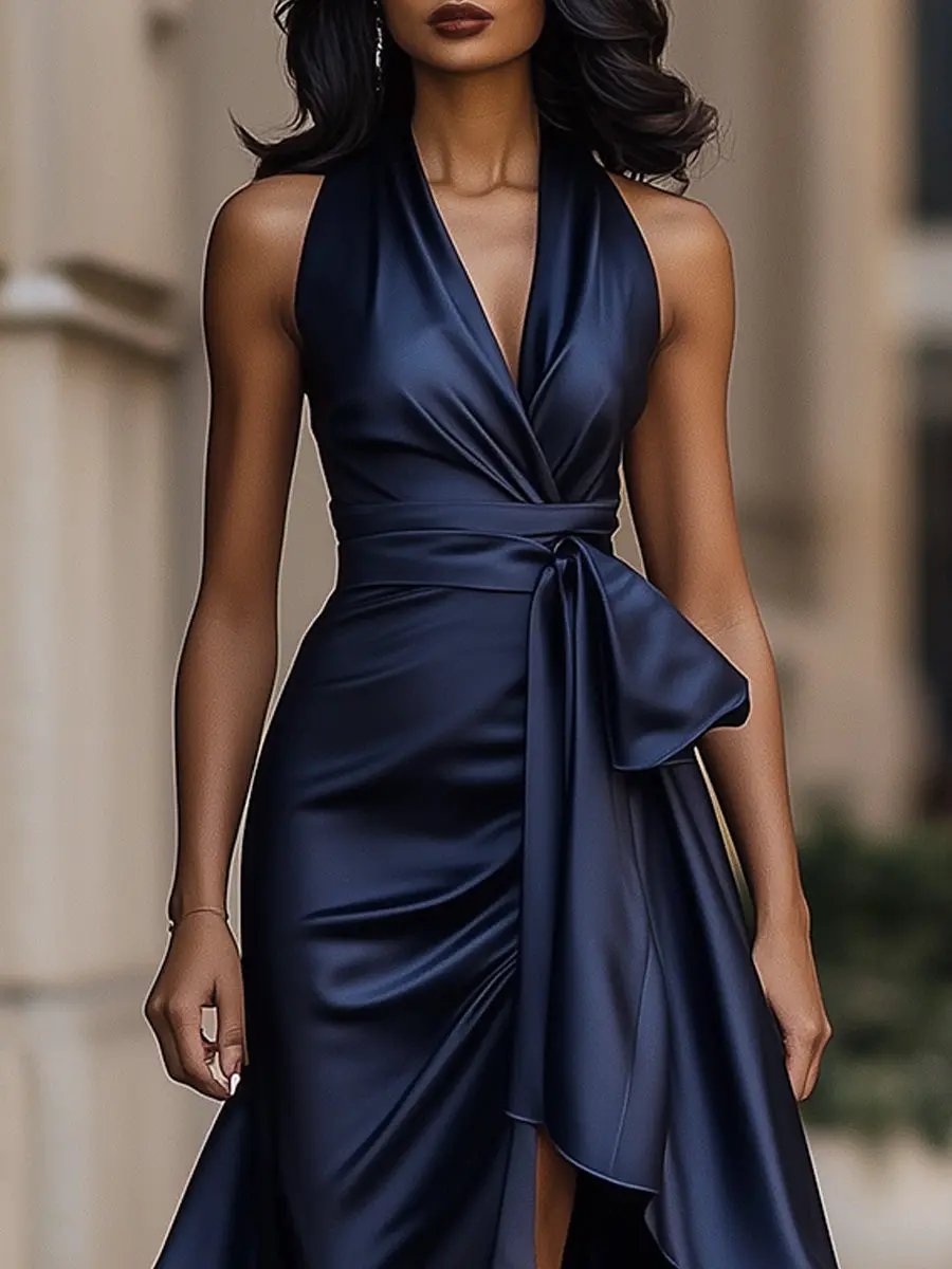 Serina | Women's Halter V-Neck Wrap Dress