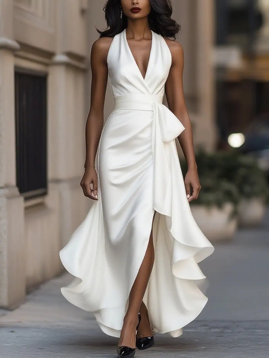 Serina | Women's Halter V-Neck Wrap Dress
