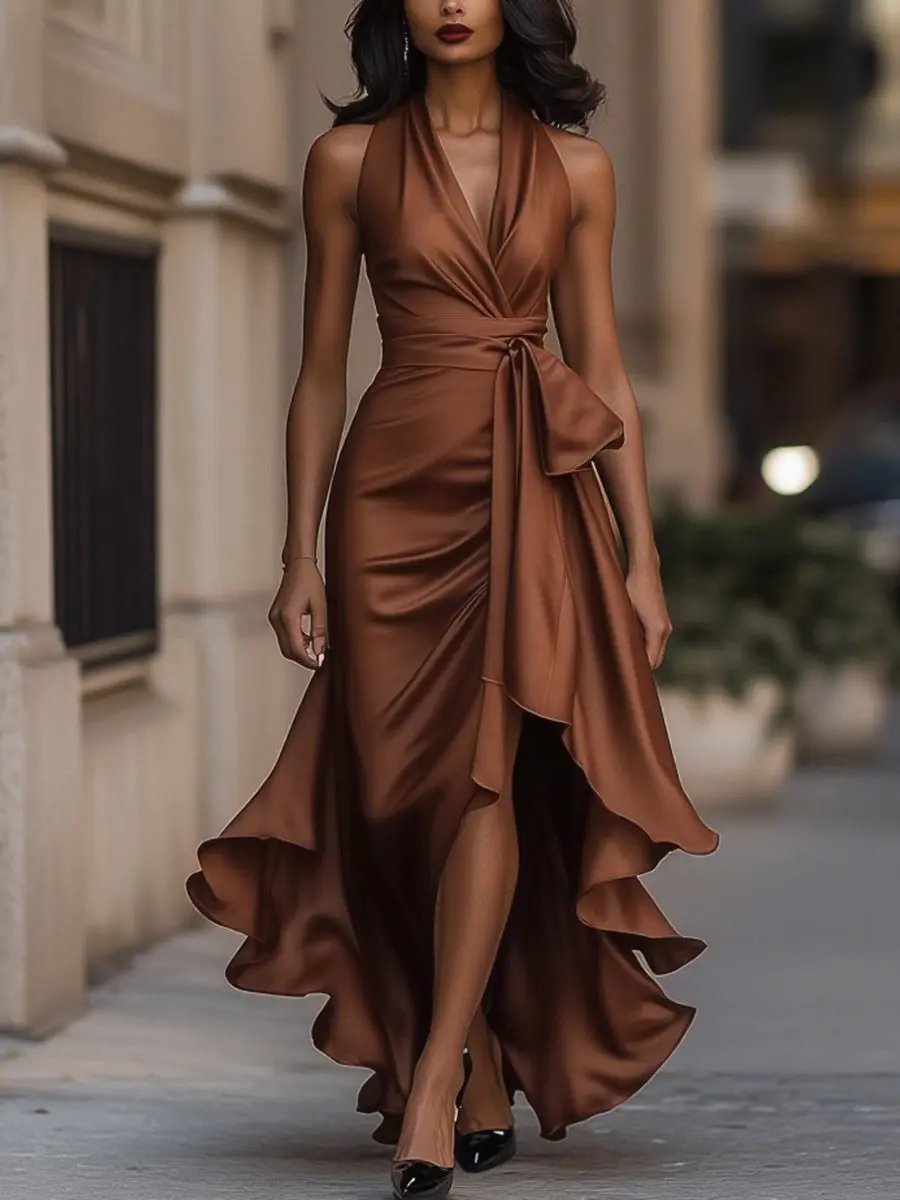 Serina | Women's Halter V-Neck Wrap Dress