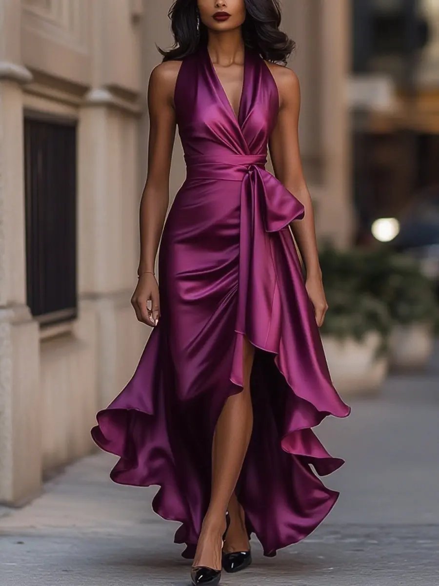 Serina | Women's Halter V-Neck Wrap Dress