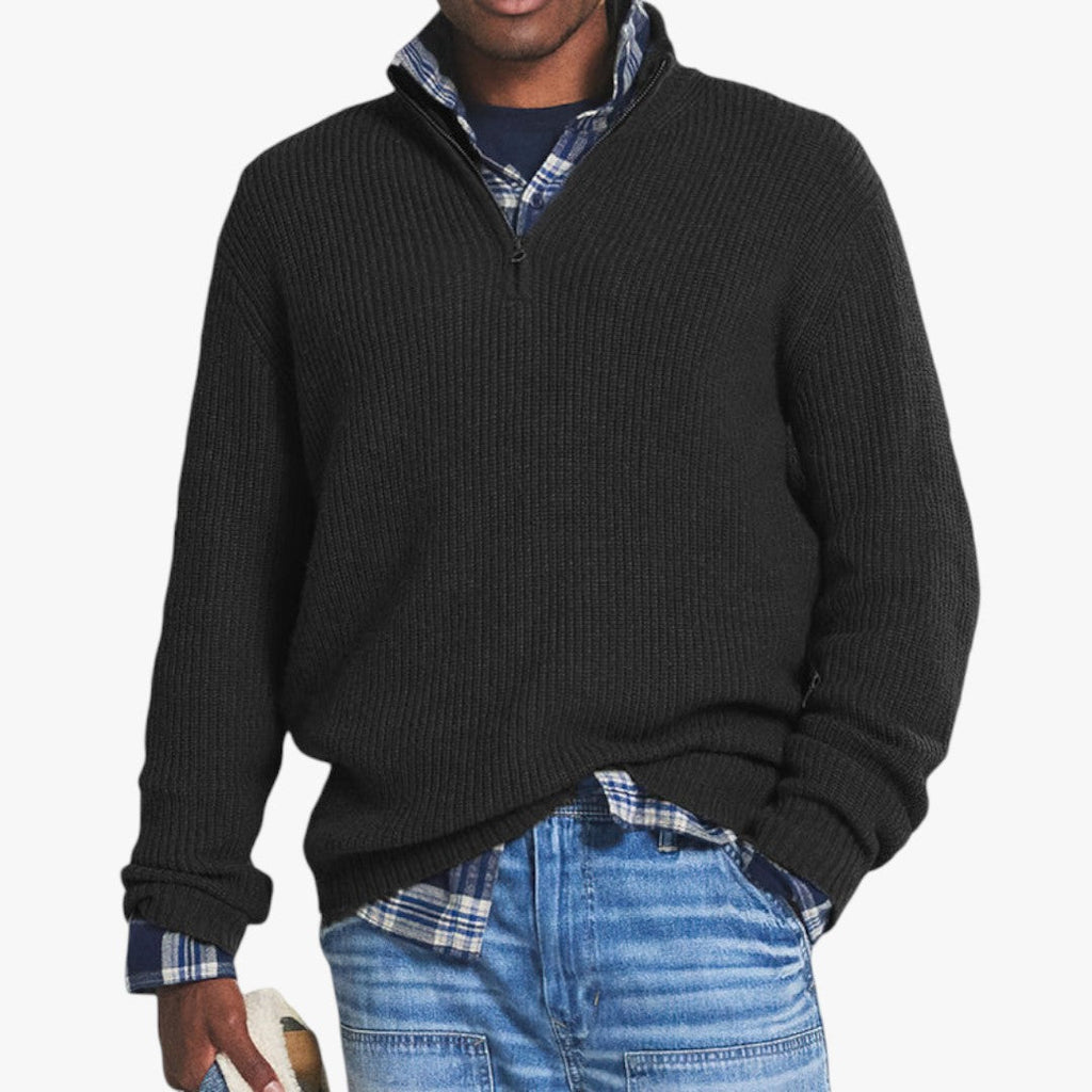 Nathaniel | Men's Quarter-Zip Ribbed Sweater