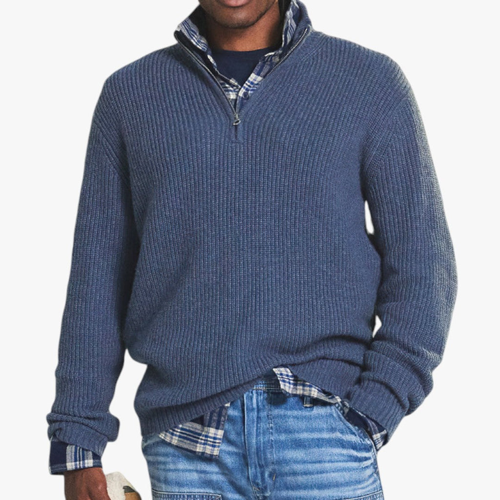 Nathaniel | Men's Quarter-Zip Ribbed Sweater