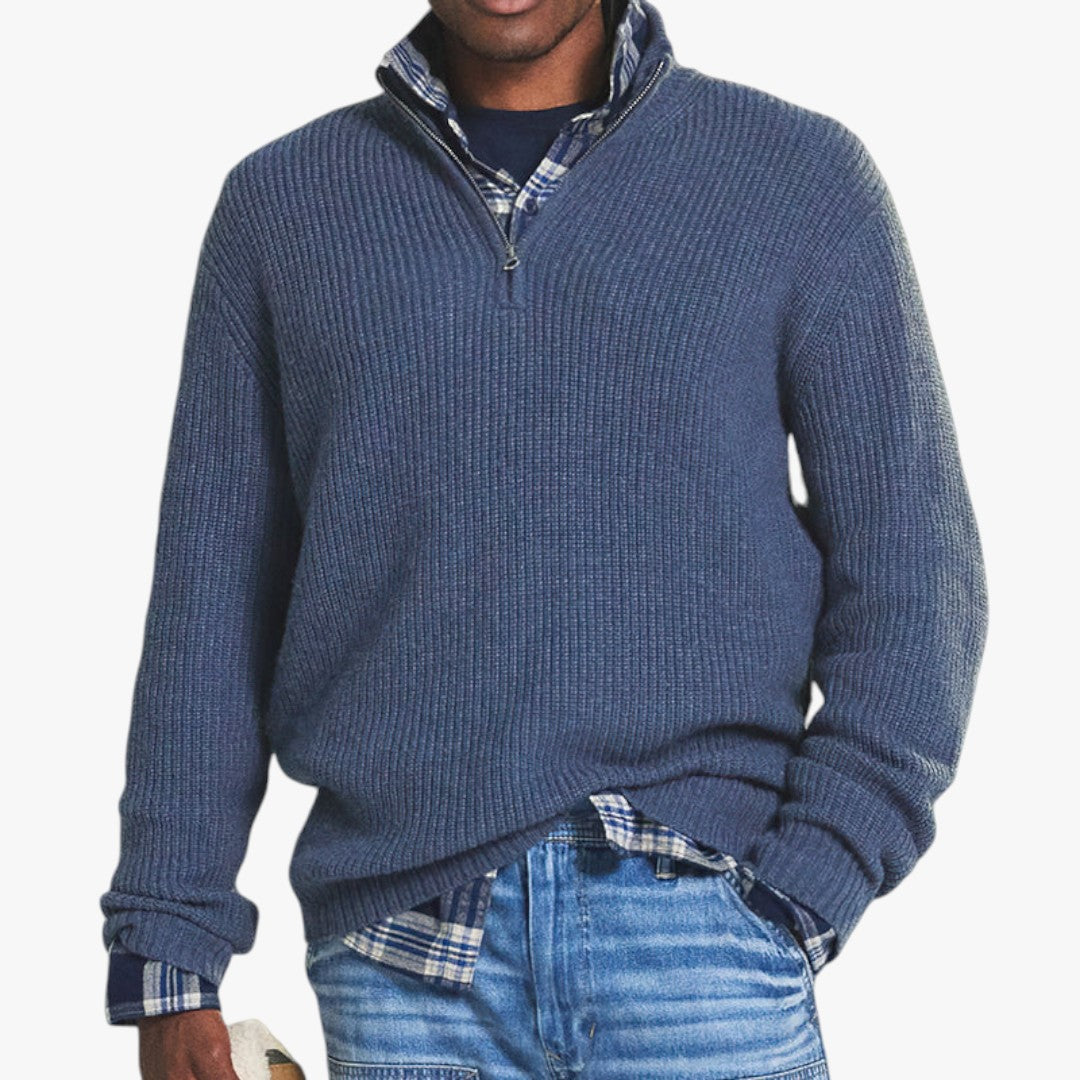 Nathaniel | Men's Quarter-Zip Ribbed Sweater