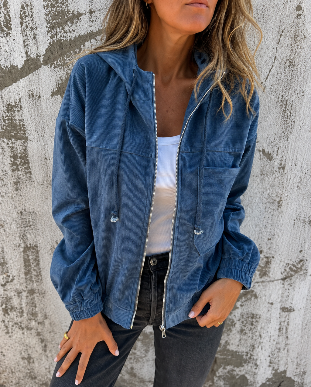 Natalie | Women's Relaxed Corduroy Hooded Jacket