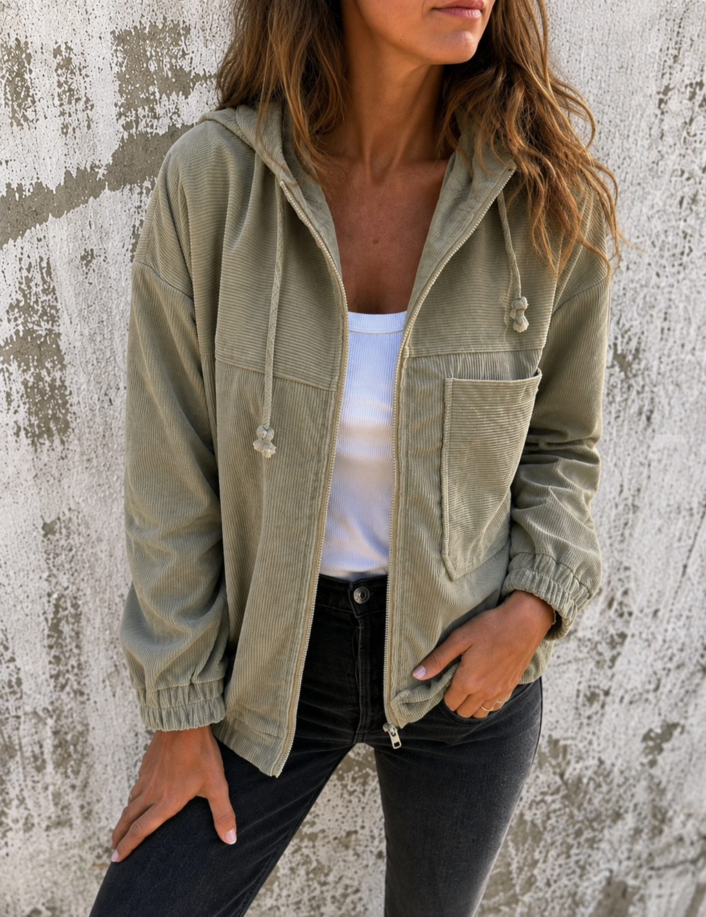Natalie | Women's Relaxed Corduroy Hooded Jacket