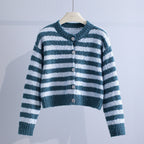 Teenie | Women's Striped Crew Neck Knit Cardigan