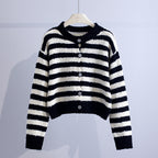 Teenie | Women's Striped Crew Neck Knit Cardigan
