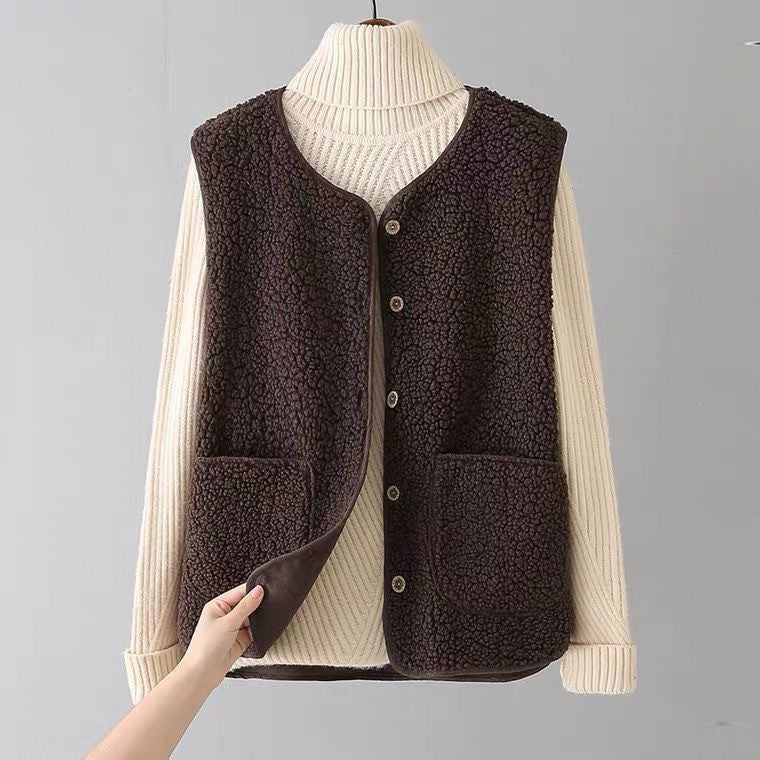 Gae | Women's Button-Front Sleeveless Knit Cardigan