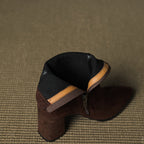 Alora | Women Suede Ankle Boots Block Heel Side Zip
