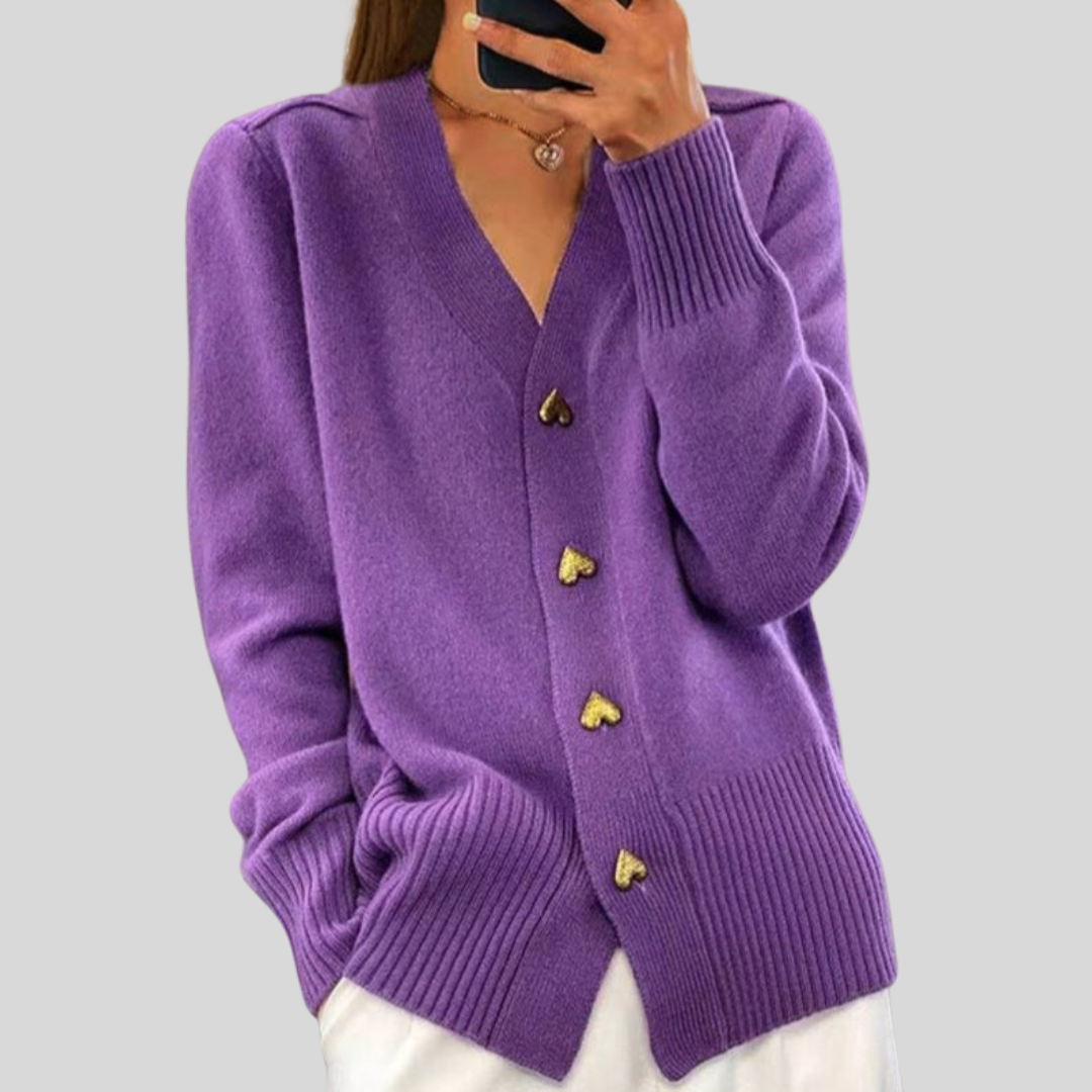 Veronica | Women's V-Neck Button-Up Knit Cardigan