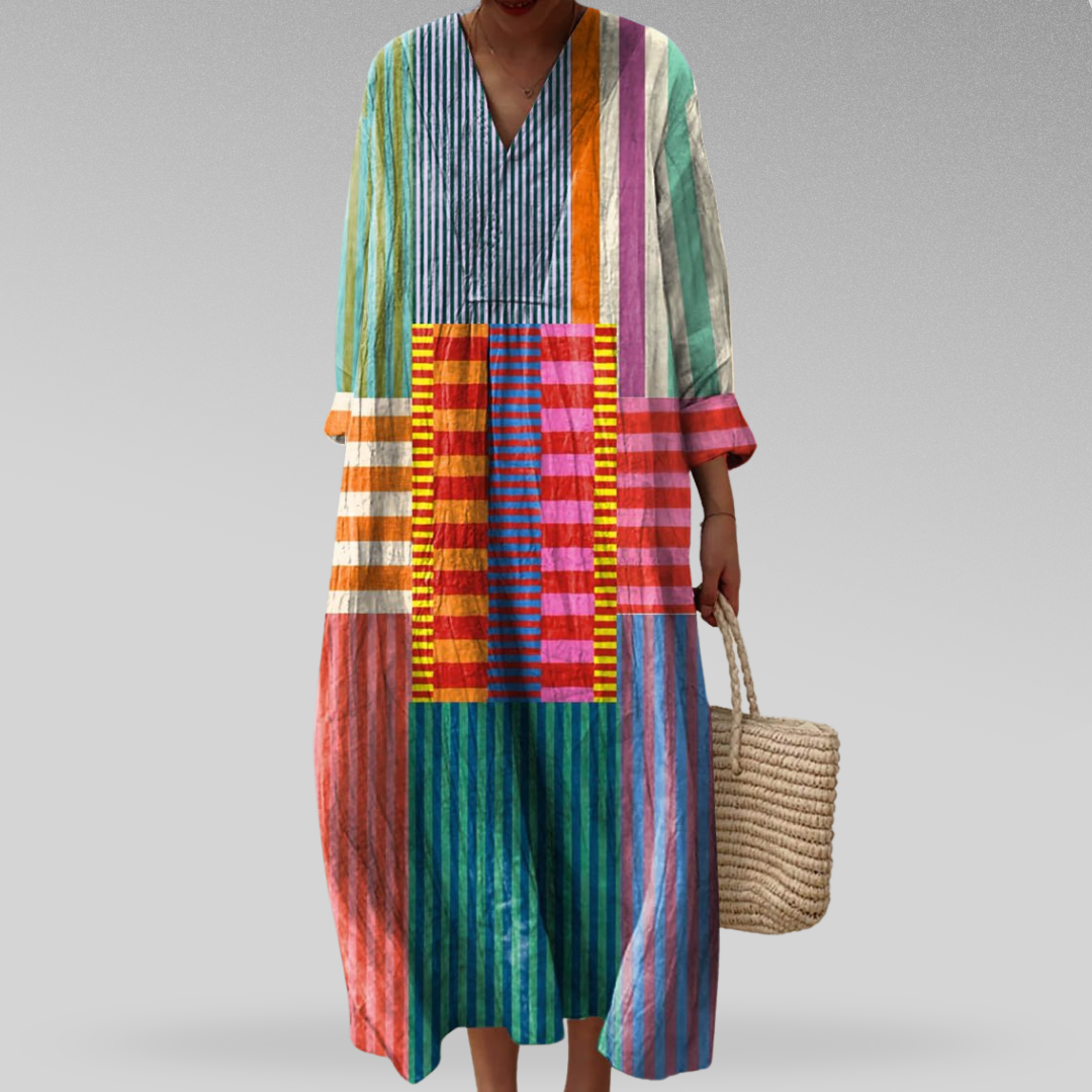 Women's dress with a geometric pattern, stylish and modern design