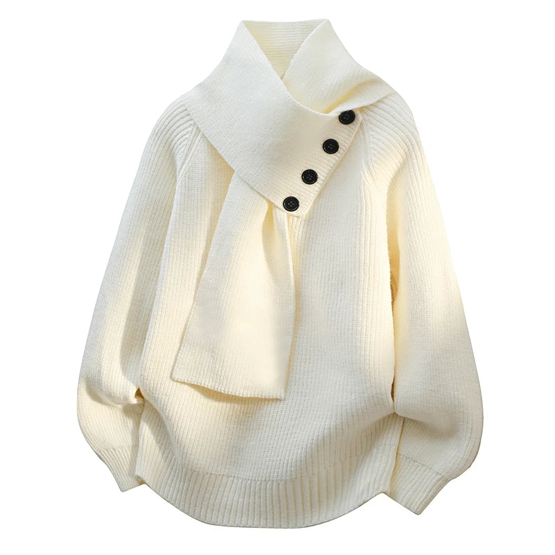 Alysa | Women's Scarf-Neck Button Sweater