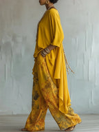 Sasha | Women's Asymmetrical Kaftan & Floral Pants Set
