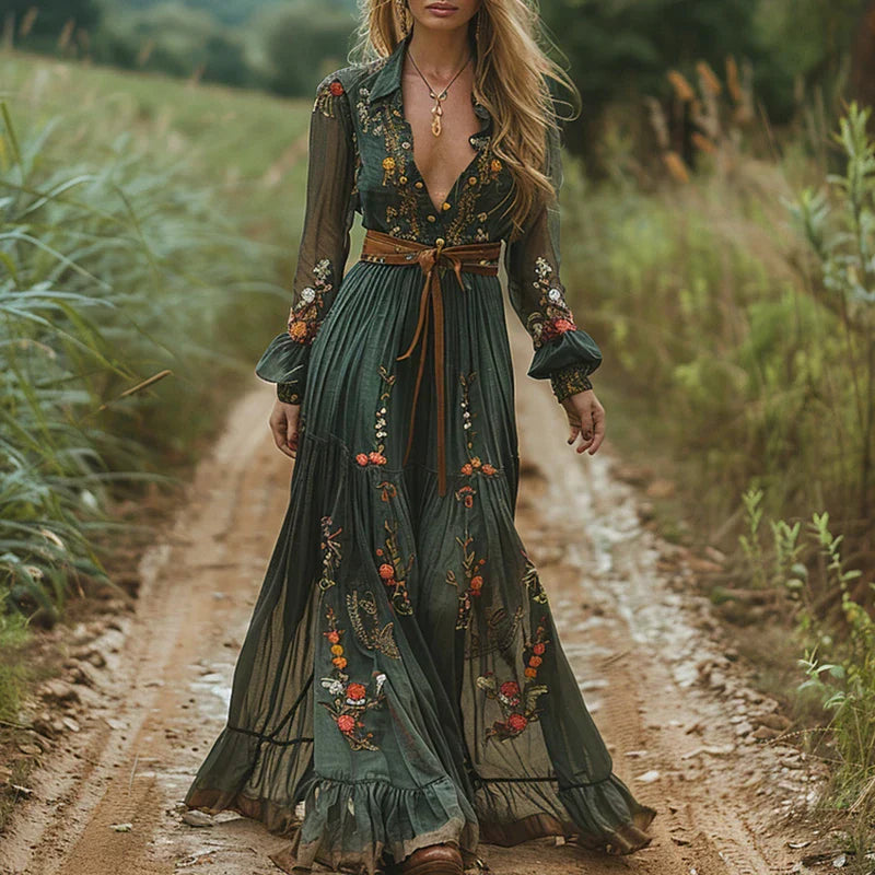Bohemian Floral Maxi Dress - Summer Boho Elegant Style for Women