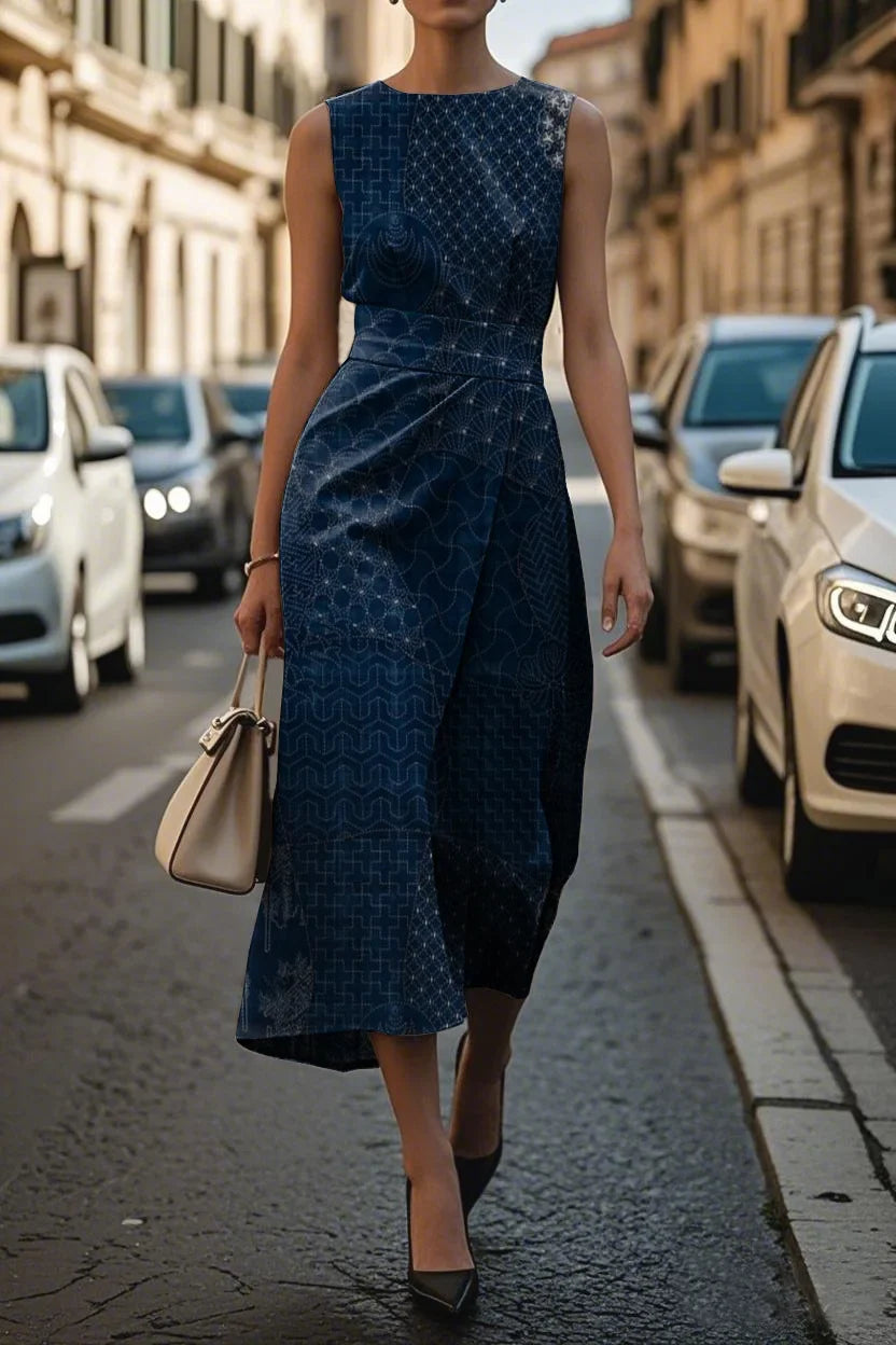 Margot | Women's Botanical Jacquard Midi Dress