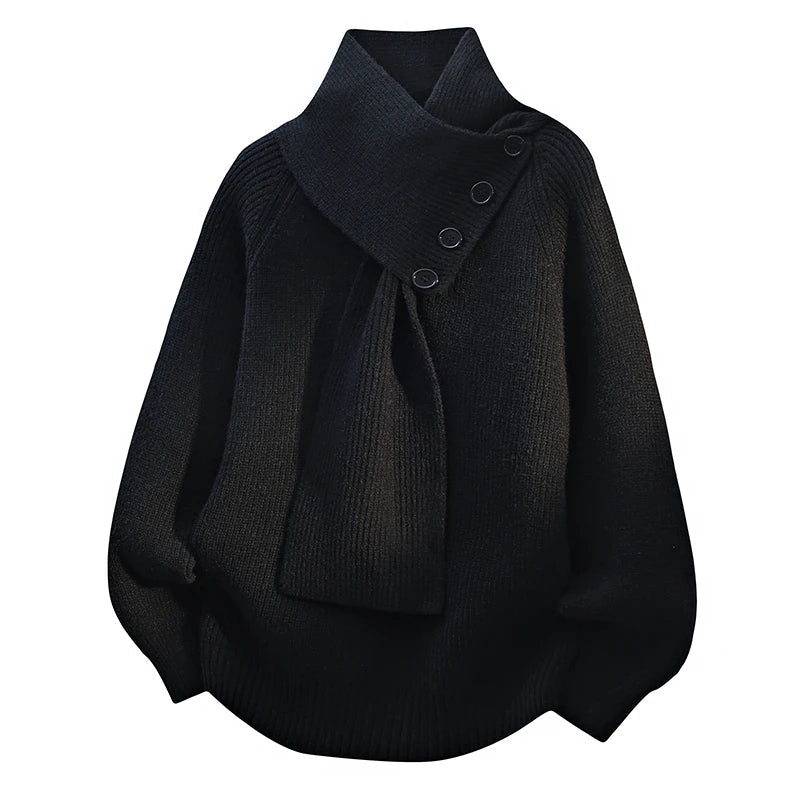 Alysa | Women's Scarf-Neck Button Sweater