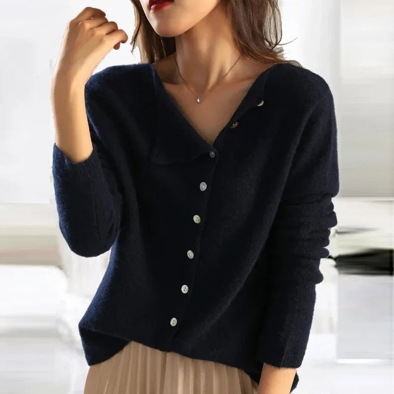 Matilda | Women's Button-Front Cardigan in Charcoal