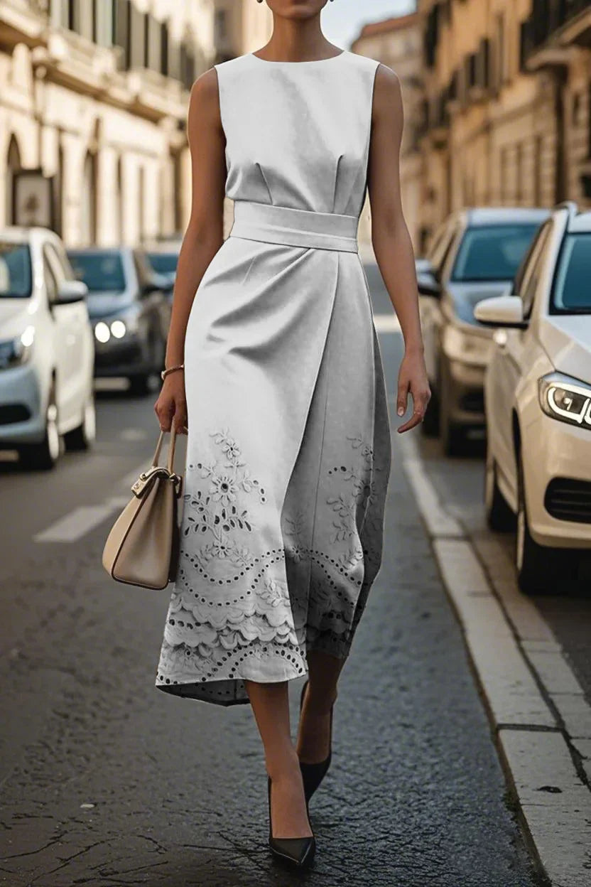 Margot | Women's Botanical Jacquard Midi Dress