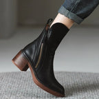 Selene | Women Leather Ankle Boots High Heel Zipper