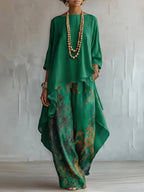 Sasha | Women's Asymmetrical Kaftan & Floral Pants Set