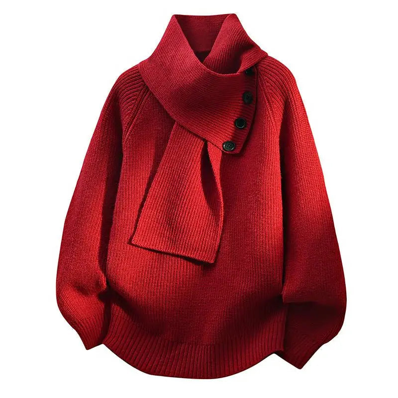 Alysa | Women's Scarf-Neck Button Sweater