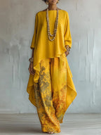 Sasha | Women's Asymmetrical Kaftan & Floral Pants Set