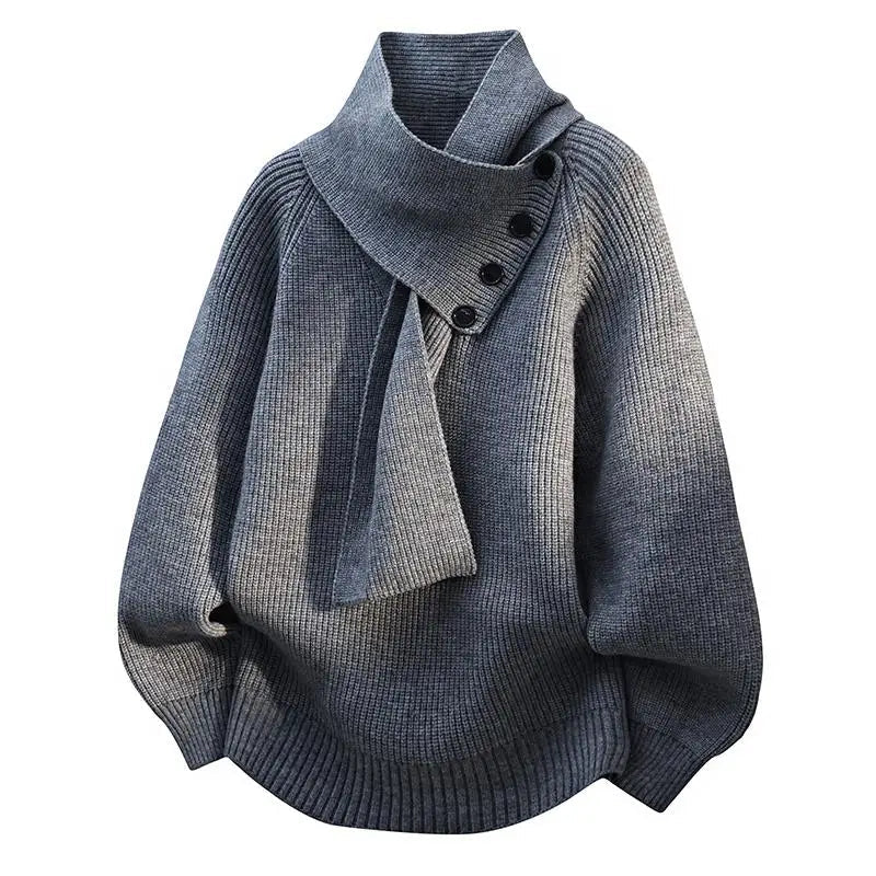 Alysa | Women's Scarf-Neck Button Sweater