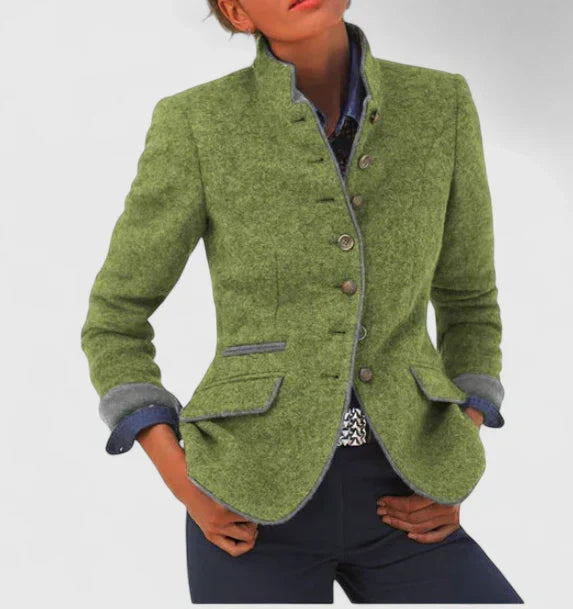 Amelia | Women's Wool Blend Cardigan with Contrast Trim