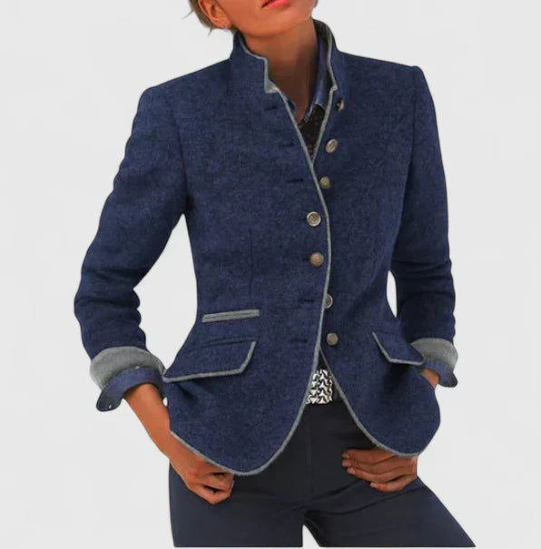 Amelia | Women's Wool Blend Cardigan with Contrast Trim