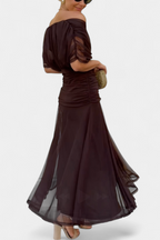 Elegant Off-Shoulder Maxi Dress, Flowy Women’s Dress with Sophisticated Style