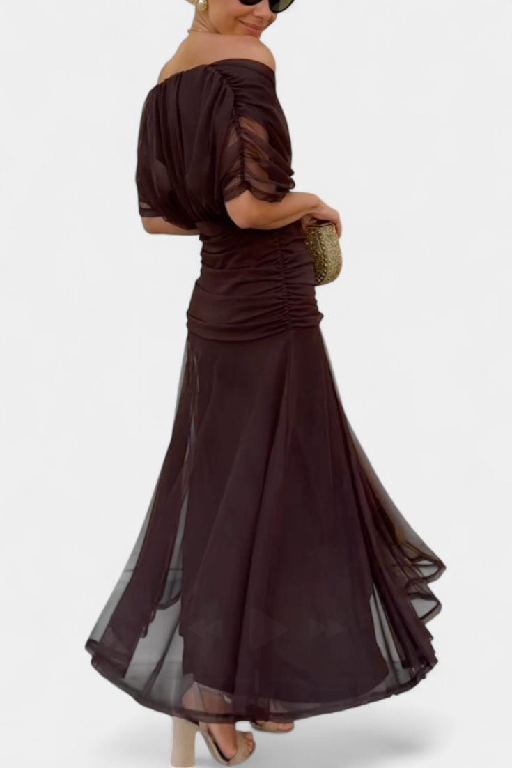 Elegant Off-Shoulder Maxi Dress, Flowy Women’s Dress with Sophisticated Style