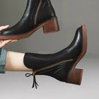 Selene | Women Leather Ankle Boots High Heel Zipper